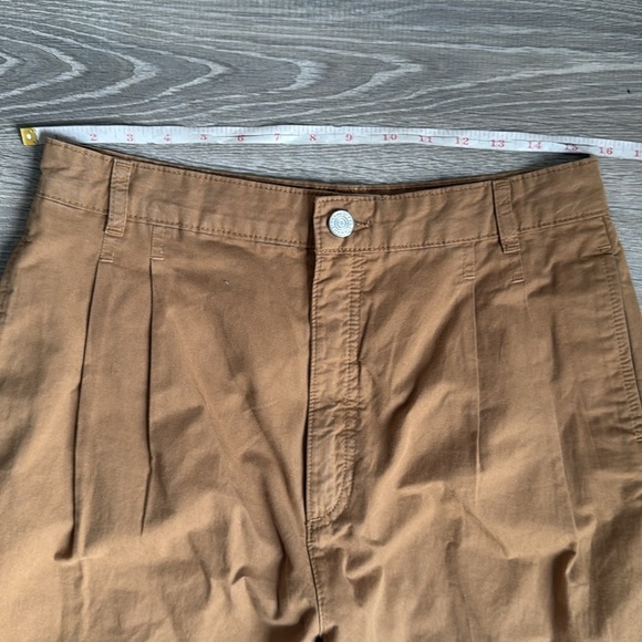 FRAME Pleated cotton-twill wide-leg pants Camel 27 - Picture 7 of 13